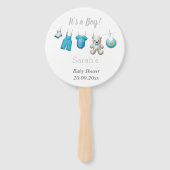 Modern 'Het is een jongen' Cute Blauwgrijze Baby S Handwaaier (Voorkant)