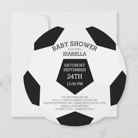 Modern het is een jongen voetbal baby douche uitno kaart (Voorkant)