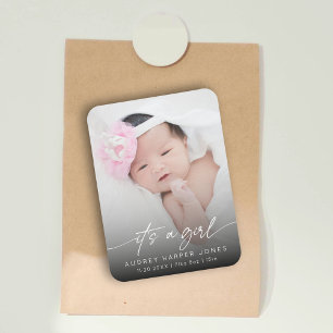 Modern Het is een Meisje Baby Pasgeboren Foto Scri Magneet