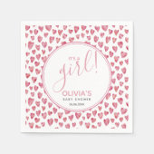 Modern Het is een meisje roze Baby shower Servet (Voorkant)