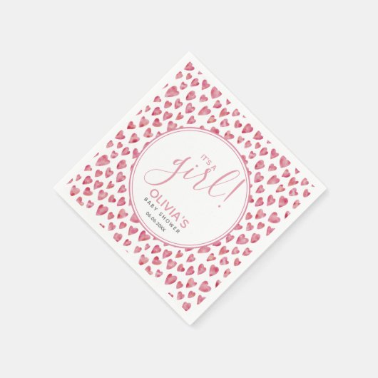 Modern Het is een meisje roze Baby shower Servet (Hoek)