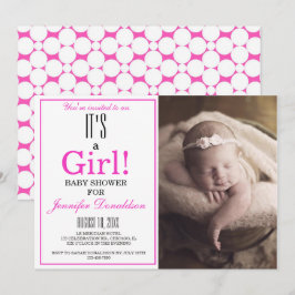 Modern Het is een meisje. Roze foto-Baby shower Kaart