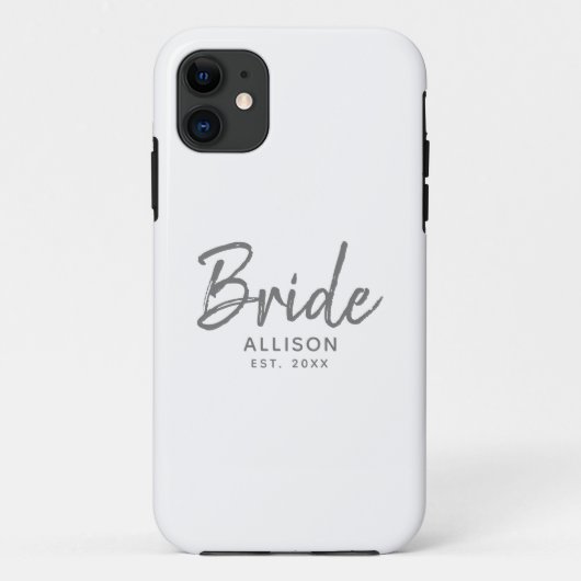 Modern het Manuscript van Bride Wit Grijze Geperso Case-Mate iPhone Case (Achterkant)