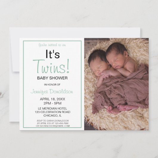 Modern Het Zijn Tweelingen!  Baby Shower Foto Uitn Kaart (Voorkant)