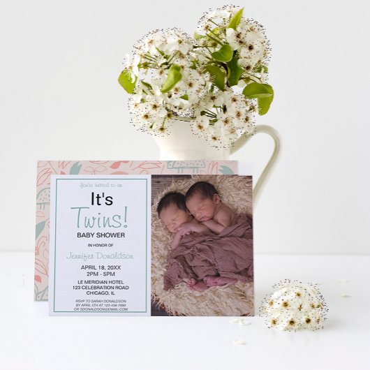 Modern Het Zijn Tweelingen!  Baby Shower Foto Uitn Kaart