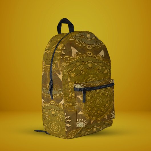 Modern hexa golden ursidae mandala art bedrukte rugzak