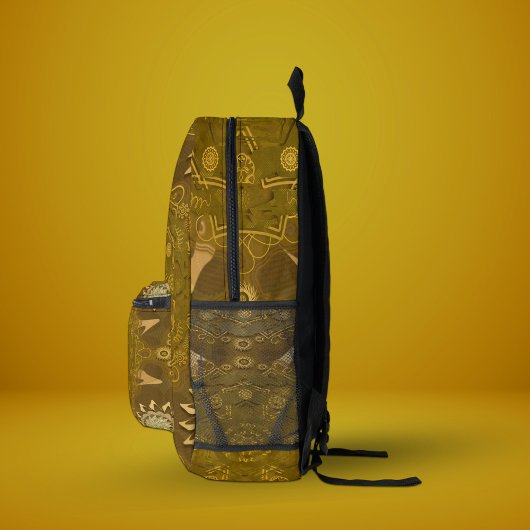 Modern hexa golden ursidae mandala art bedrukte rugzak