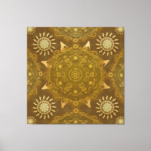 Modern hexa golden ursidae mandala art canvas afdruk (Voorkant)