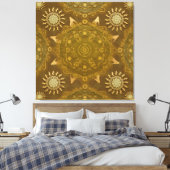 Modern hexa golden ursidae mandala art canvas afdruk (Insitu (Slaapkamer))