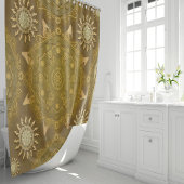 Modern hexa golden ursidae mandala art douchegordijn