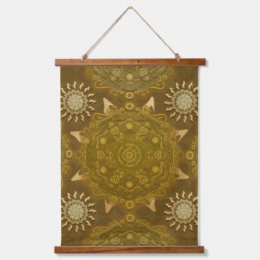 Modern hexa golden ursidae mandala art hangend wandkleed (Voorkant)