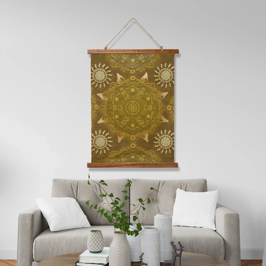 Modern hexa golden ursidae mandala art hangend wandkleed