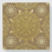 Modern hexa golden ursidae mandala art stenen onderzetter (Voorkant)