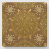 Modern hexa golden ursidae mandala art stenen onderzetter (Voorkant)