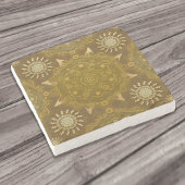 Modern hexa golden ursidae mandala art stenen onderzetter