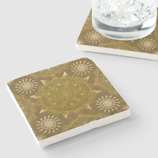 Modern hexa golden ursidae mandala art stenen onderzetter