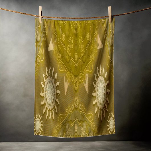 Modern hexa golden ursidae mandala art strandlaken