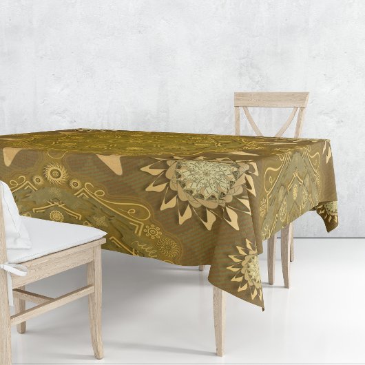 Modern hexa golden ursidae mandala art tafelkleed