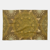 Modern hexa golden ursidae mandala art theedoek (Horizontaal)