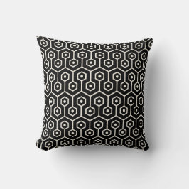 Modern Hexagon Honeycomb Pattern Black Kussen