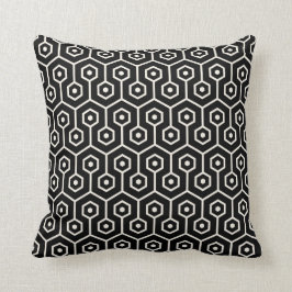 Modern Hexagon Honeycomb Pattern Black Kussen