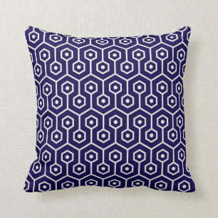 Modern Hexagon Honeycomb Pattern Cobalt Blue Kussen