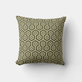 Modern Hexagon Honeycomb Pattern Olive Green Kussen