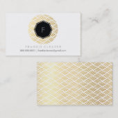 MODERN HEXAGON monogram spot goud geschetst patroo Visitekaartje (Voorkant / Achterkant)