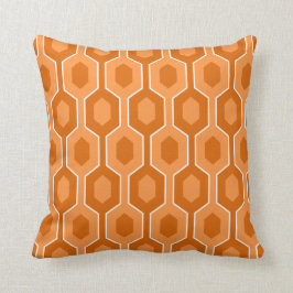 Modern Hexagon-ontwerp, Oranje en wit Kussen