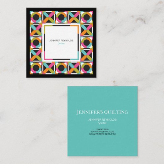 Modern Hexagon Quilt Pattern Vierkante Visitekaartje (Voorkant / Achterkant)