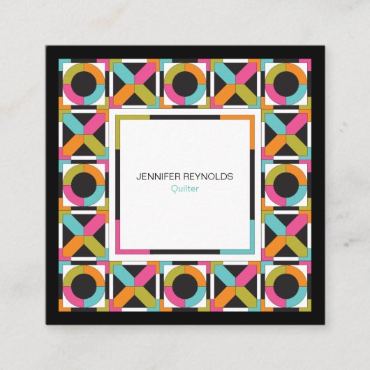 Modern Hexagon Quilt Pattern Vierkante Visitekaartje (Voorkant)