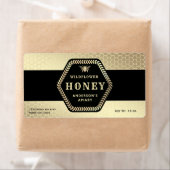 Modern Hexagon tak gouden bijenhoningpot Etiket (Insitu)