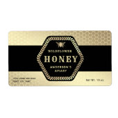 Modern Hexagon tak gouden bijenhoningpot Etiket (Voorkant)