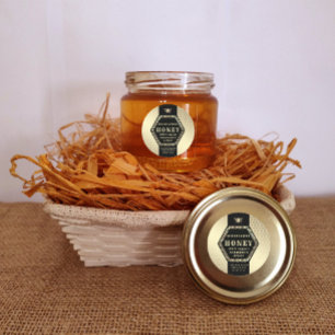 Modern Hexagon tak gouden bijenhoningpot Ronde Sticker