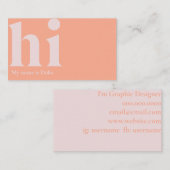 Modern "hi"-visitekaartje in perziken en ivoor visitekaartje (Voorkant / Achterkant)