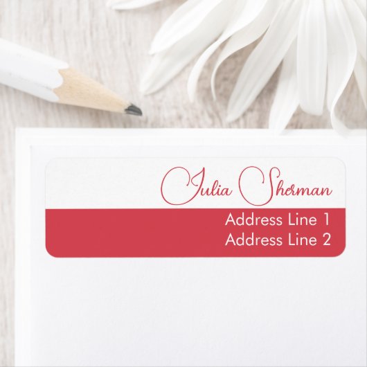 Modern Hibiscus Red Feminine Minimalist Script Etiket (Insitu)