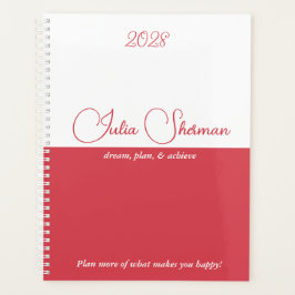 Modern Hibiscus Red Feminine Minimalist Script Planner