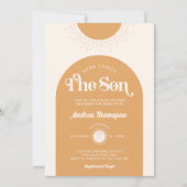 Modern hier komt het Baby shower van de jongen. Kaart (Voorkant)