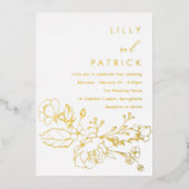 Modern High End Wedding Genuine Gold Folie Uitnodiging (Voorkant)