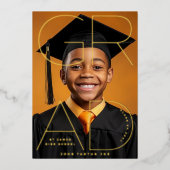 Modern High School AFSTUDEERDER Foto Gouden Aankon Folie Uitnodiging (Voorkant)