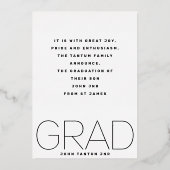 Modern High School AFSTUDEERDER Foto Gouden Aankon Folie Uitnodiging (Achterkant)