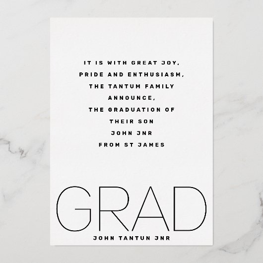 Modern High School AFSTUDEERDER Foto Gouden Aankon Folie Uitnodiging (Achterkant)