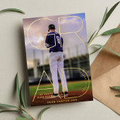 Modern High School AFSTUDEERDER Foto Gouden Aankon Folie Uitnodiging