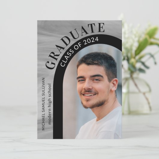 Modern High School Foto Afstuderen Aankondiging (Staand voorkant)