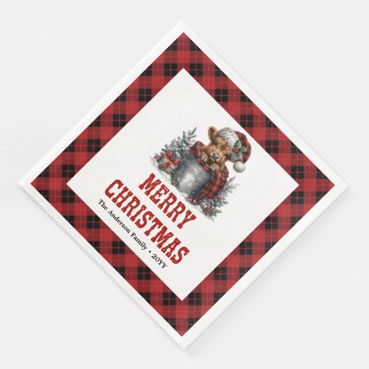 Modern highland cow buffalo Christmas napkins Servet (Hoek)
