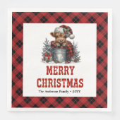 Modern highland cow buffalo Christmas napkins Servet (Voorkant)