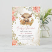 Modern Highland Koe Baby shower Kaart (Staand voorkant)