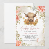 Modern Highland Koe Baby shower Kaart (Voorkant / Achterkant)