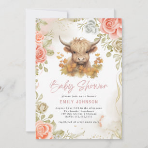 Modern Highland Koe Baby shower Kaart