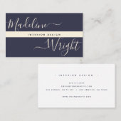 Modern Highlight | Script Navy Ivory Luxury Visitekaartje (Voorkant / Achterkant)